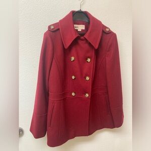 MICHAEL KORS Red Doubled Breasted Wool Blend Jacket (XL)